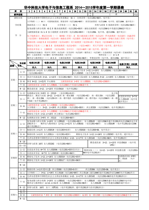 电信系2014~2015学年度第一学期课表 0703(合)