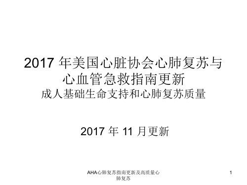 AHA心肺复苏指南更新及高质量心肺复苏课件