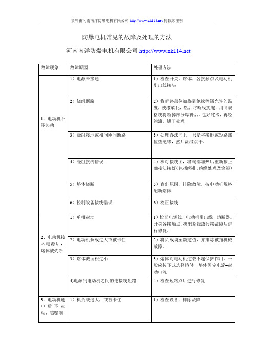 防爆电机常见的故障及处理的方法