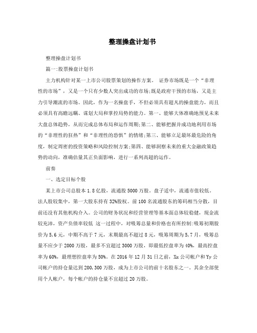 整理操盘计划书