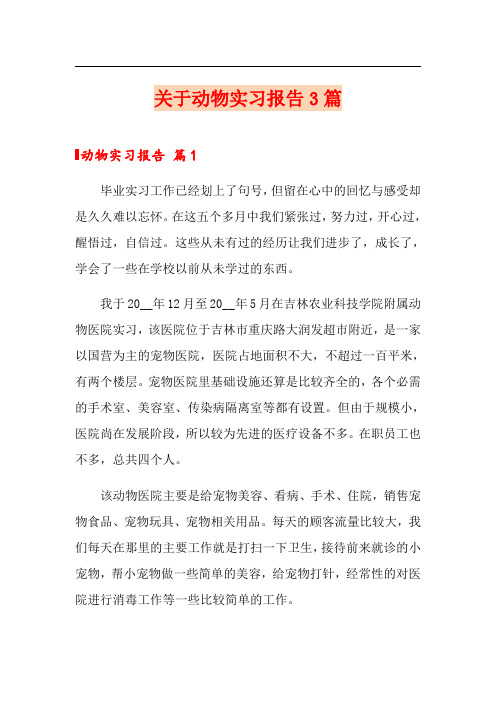 关于动物实习报告3篇