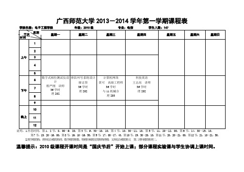 电子学院13-14第一学期课程表