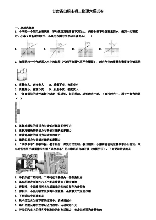 甘肃省白银市初三物理六模试卷