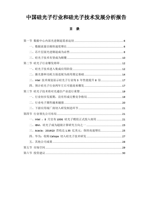 中国硅光子行业和硅光子技术发展分析研究报告