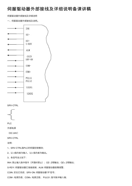 伺服驱动器外部接线及详细说明备课讲稿