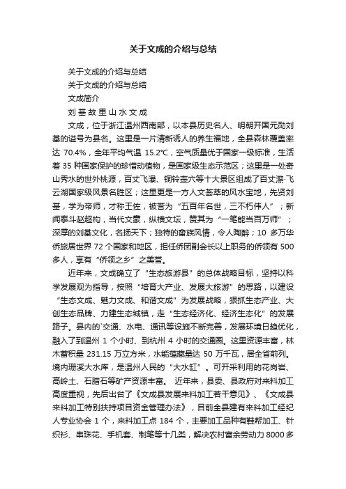 关于文成的介绍与总结