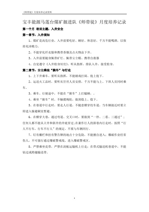 《师带徒》月度培养记录(培训资料)