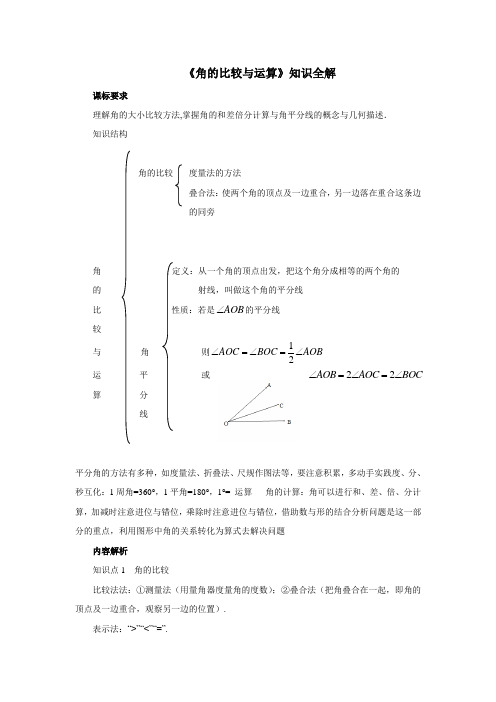 初中数学《角的比较与运算》知识全解