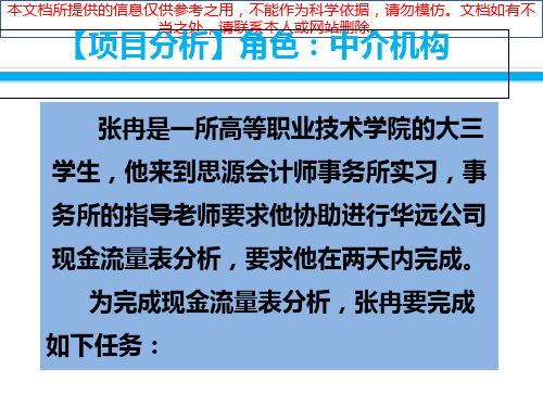 项目现金流量表分析专业知识讲座