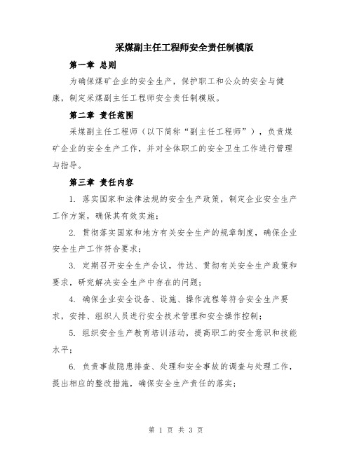 采煤副主任工程师安全责任制模版