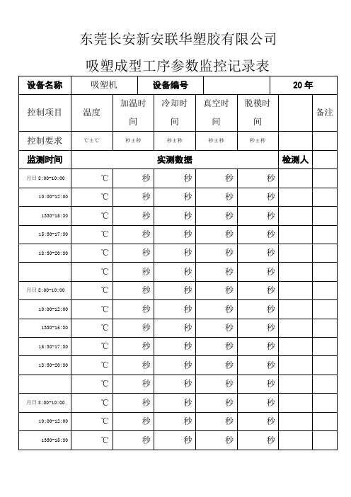 吸塑工艺数据监控记录表