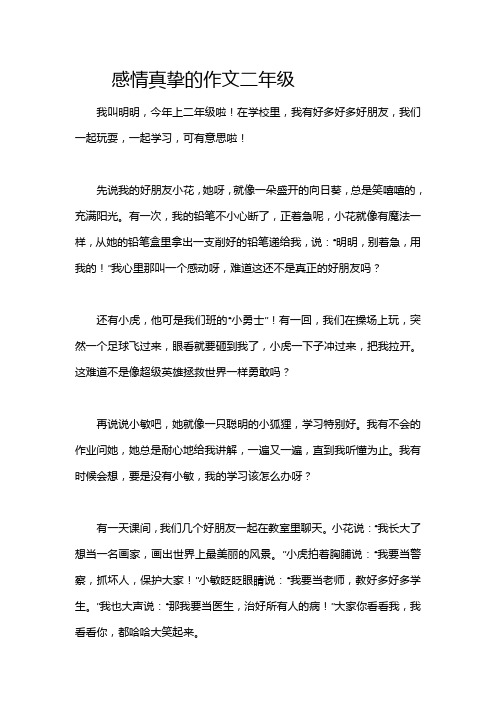 感情真挚的作文二年级