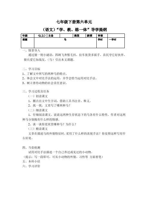 人教版七年级语文下册《六单元  阅读  29 .马》研讨课教案_23