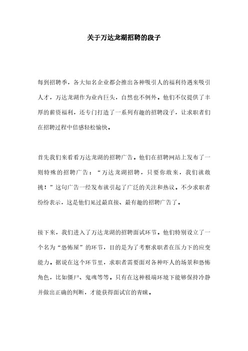 关于万达龙湖招聘的段子