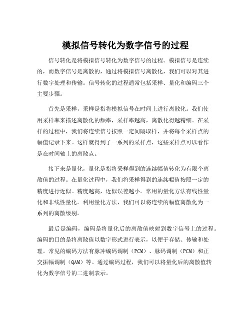 模拟信号转化为数字信号的过程