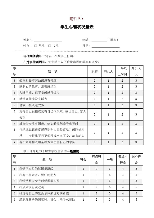 PHQ-9抑郁症筛查量表