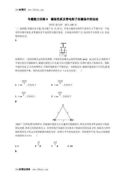 2019高考物理大二轮复习专题三电场和磁场专题能力训练9磁场性质及带电粒子在磁场中的运动