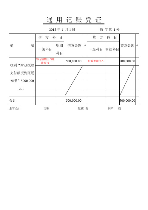 通用记账凭证