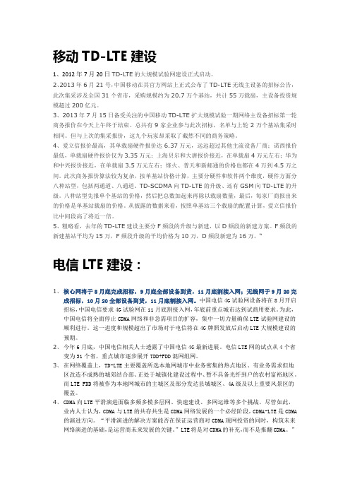 运营商LTE建设规划