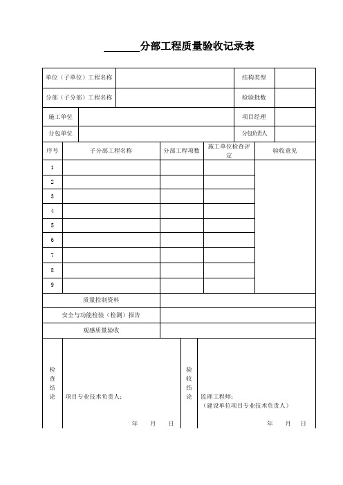 热水系统分部验收记录表