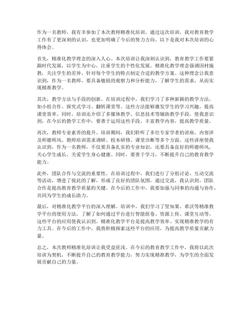 教师精准化培训心得体会