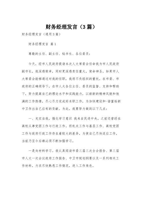 财务经理发言(3篇)