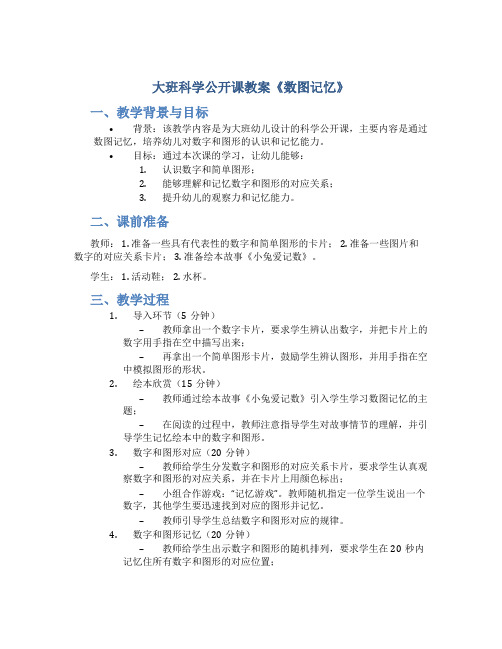 大班科学公开课教案《数图记忆》