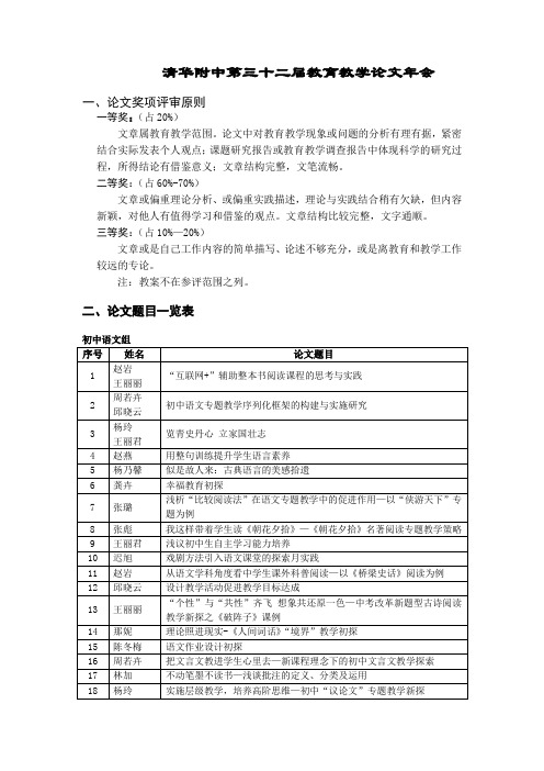 清华附中第三十二届教育教学论文年会