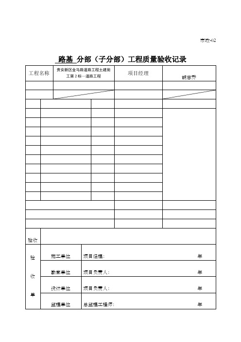 分部工程质量验收记录(路基)