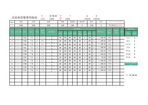 房屋租赁缴费明细表Excel模板