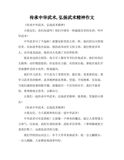 传承中华武术,弘扬武术精神作文