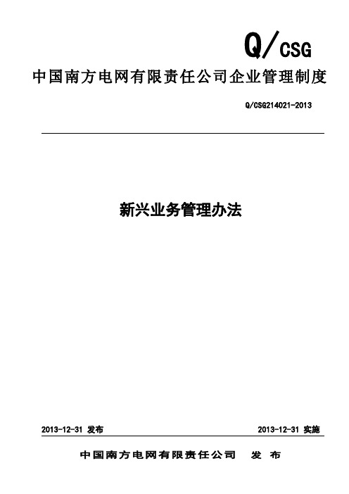 某电网公司-中国南方电网有限责任公司新兴业务管理办法(模板)