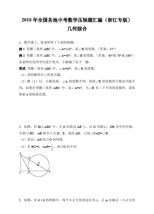 2018年全国各地中考数学压轴题汇编：几何综合(浙江专版)(原卷)