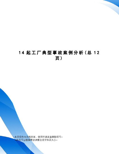 起工厂典型事故案例分析