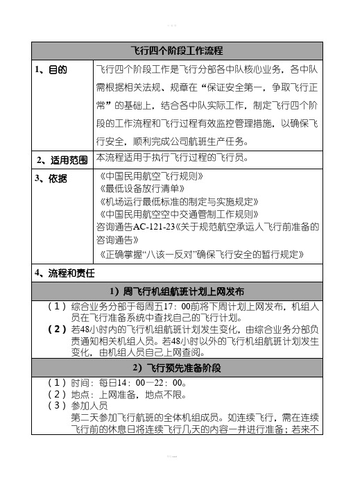 飞行四个阶段工作流程