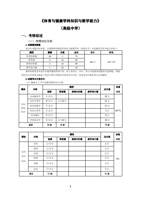 2018年下半年全国教师资格笔试 (高中体育学科)考前必做