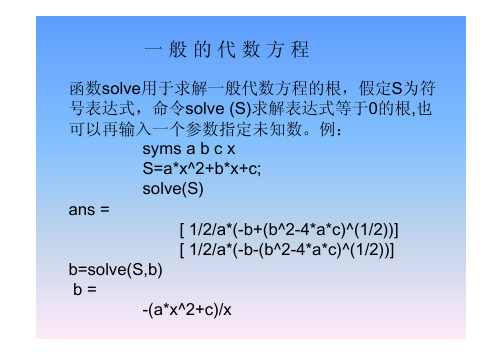 用Matlab解代数方程