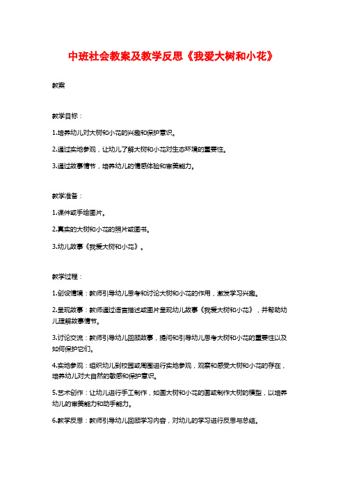 中班社会教案及教学反思《我爱大树和小花》