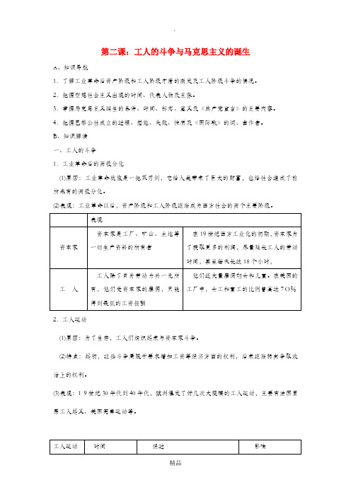 八年级历史与社会下册 第七单元 席卷全球的工业文明浪潮 7.2《工人的斗争与马克思主义的诞生》教案 