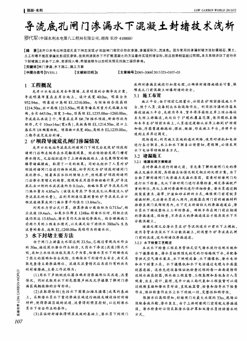 导流底孔闸门渗漏水下混凝土封堵技术浅析