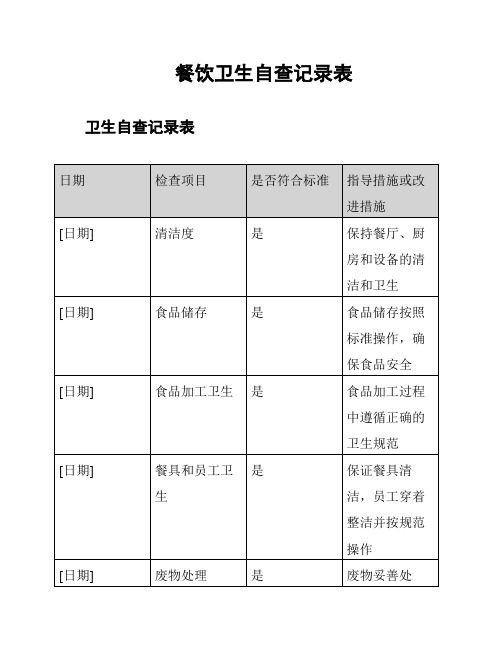 餐饮卫生自查记录表