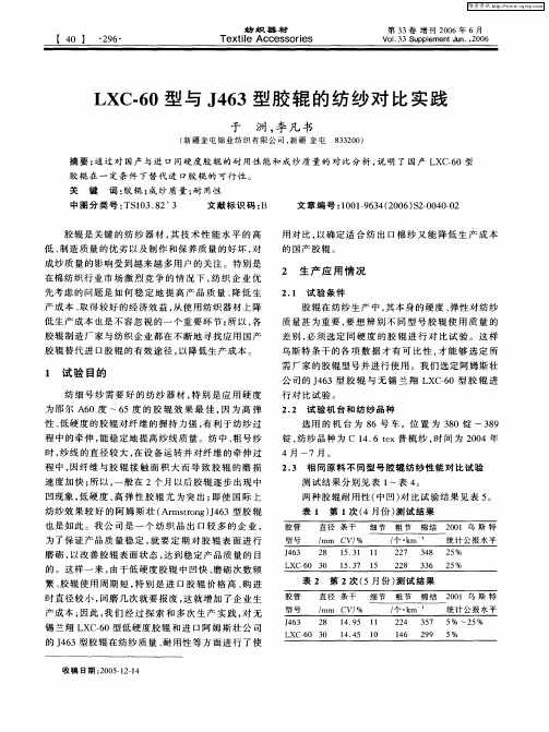 LXC-60型与J463型胶辊的纺纱对比实践