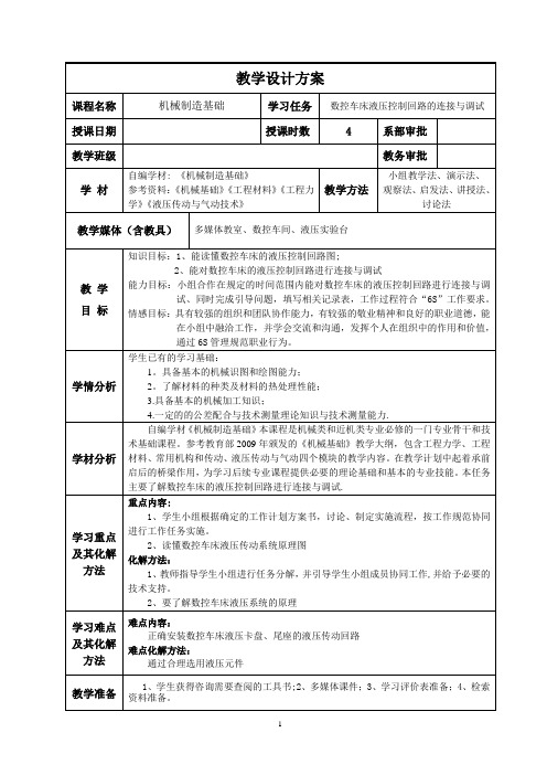 任务七数控车床液压控制回路的连接与调试解读