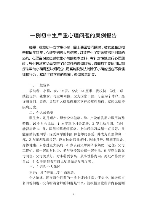 二级心理咨询师案例报告文档