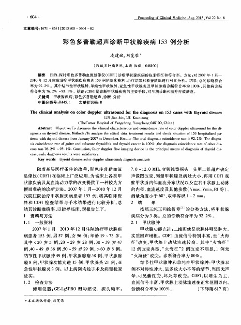 彩色多普勒超声诊断甲状腺疾病153例分析