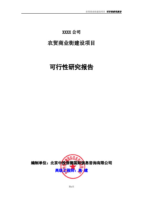 农贸商业街建设项目可行性研究报告