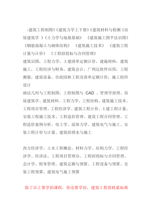 工程造价学习的专业