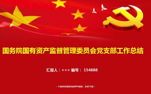 最新国务院国有资产监督管理委员会党支部工作总结报告模板