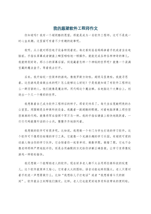 我的愿望软件工程师作文