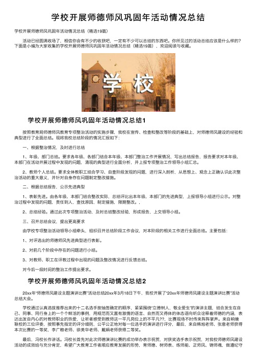 学校开展师德师风巩固年活动情况总结